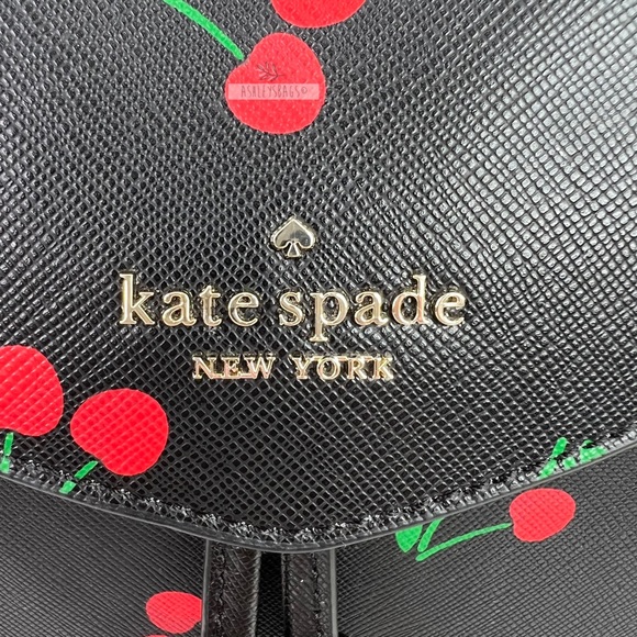 Kate Spade Lizzie Medium Flap Backpack Tossed Cherry Print - Picture 3 of 13